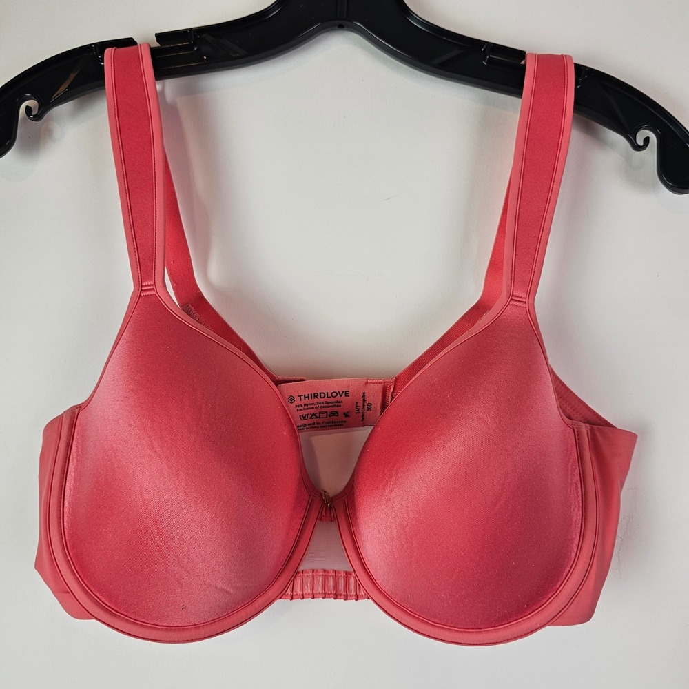 ThirdLove 24/7 Perfect Coverage Bra Coral Pink Underwire 36D
